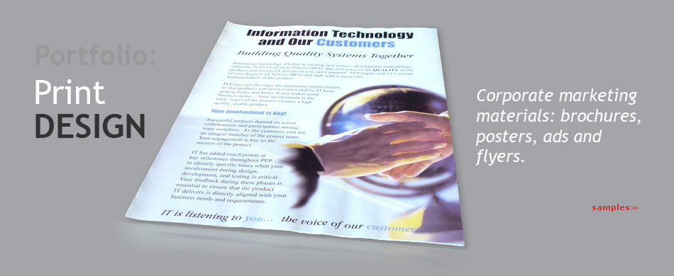 samples of brochures, posters, ads and flyers